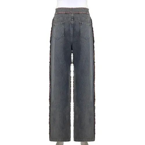 Jean Vintage Tassel Fur Trim Patchwork Jeans Size 27" / US 4 / IT 40 - 4 Thumbnail