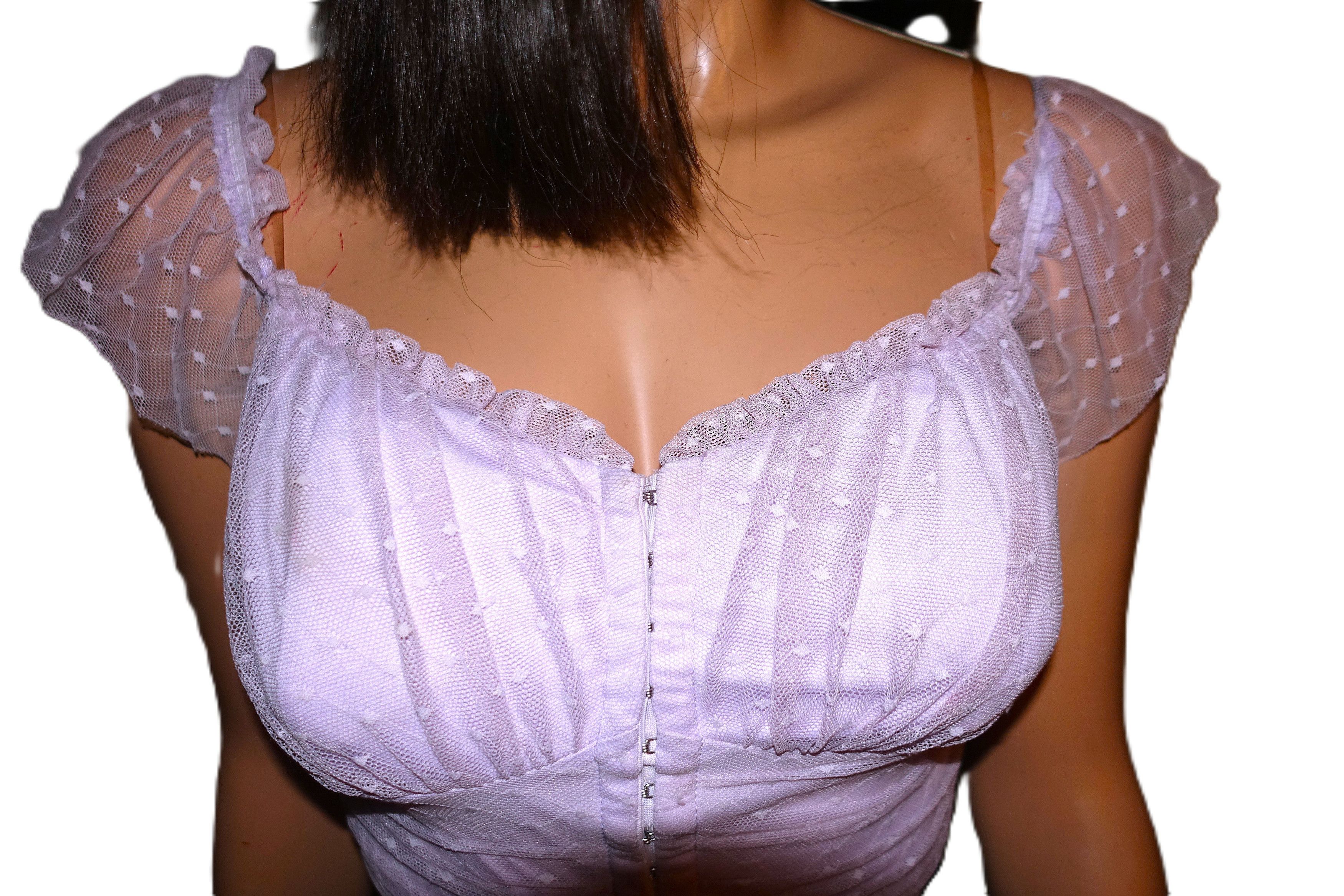 Other Windsor Lavender Polka Dot Lace Sheer Top L Size L / US 10 / IT 46 - 3 Thumbnail