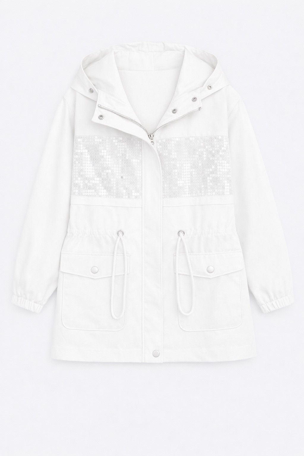 Other Aura Urban Hooded Jacket Ivory Sequin Detail Lightweight Size ONE SIZE - 2 Thumbnail