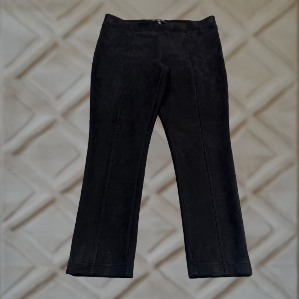 Andrew Marc Andrew Marc High Rise Pull On Faux Suede Pants Womens XL Black Stretch Classic Size 40" / US 18 - 1 Thumbnail