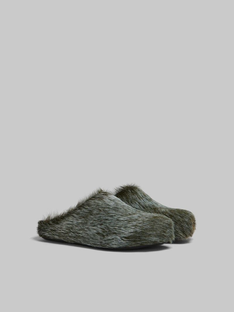 Marni o1f1d3z0526 Long-Haired Calfskin Fussbett Sabot Soft Beige Size US 11 / IT 41 - 2 Thumbnail