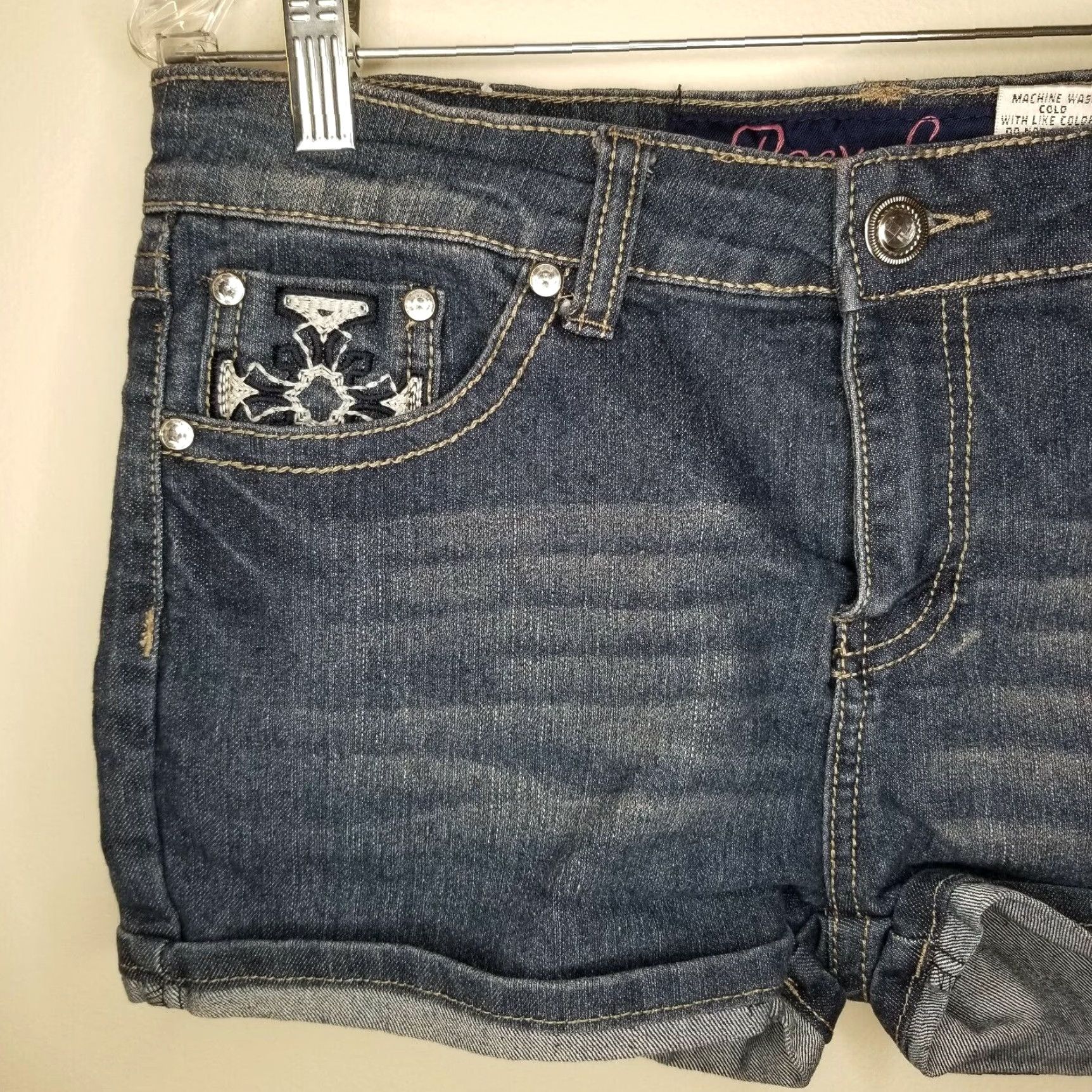 Vintage ROSY LOVES Women's Blue Jean Shorts Size 11 - Love Theme Size 32" / US 10 / IT 46 - 3 Thumbnail