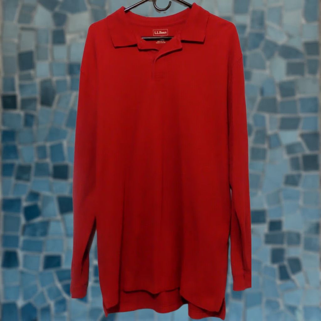 Vintage LL Bean Mens LT Red Long Sleeve Sweatshirt Polo Sweater Sweatshirt Pullover Cotton Outdoor Classic Big & Tall Mens Size US L / EU 52-54 / 3 - 1 Thumbnail