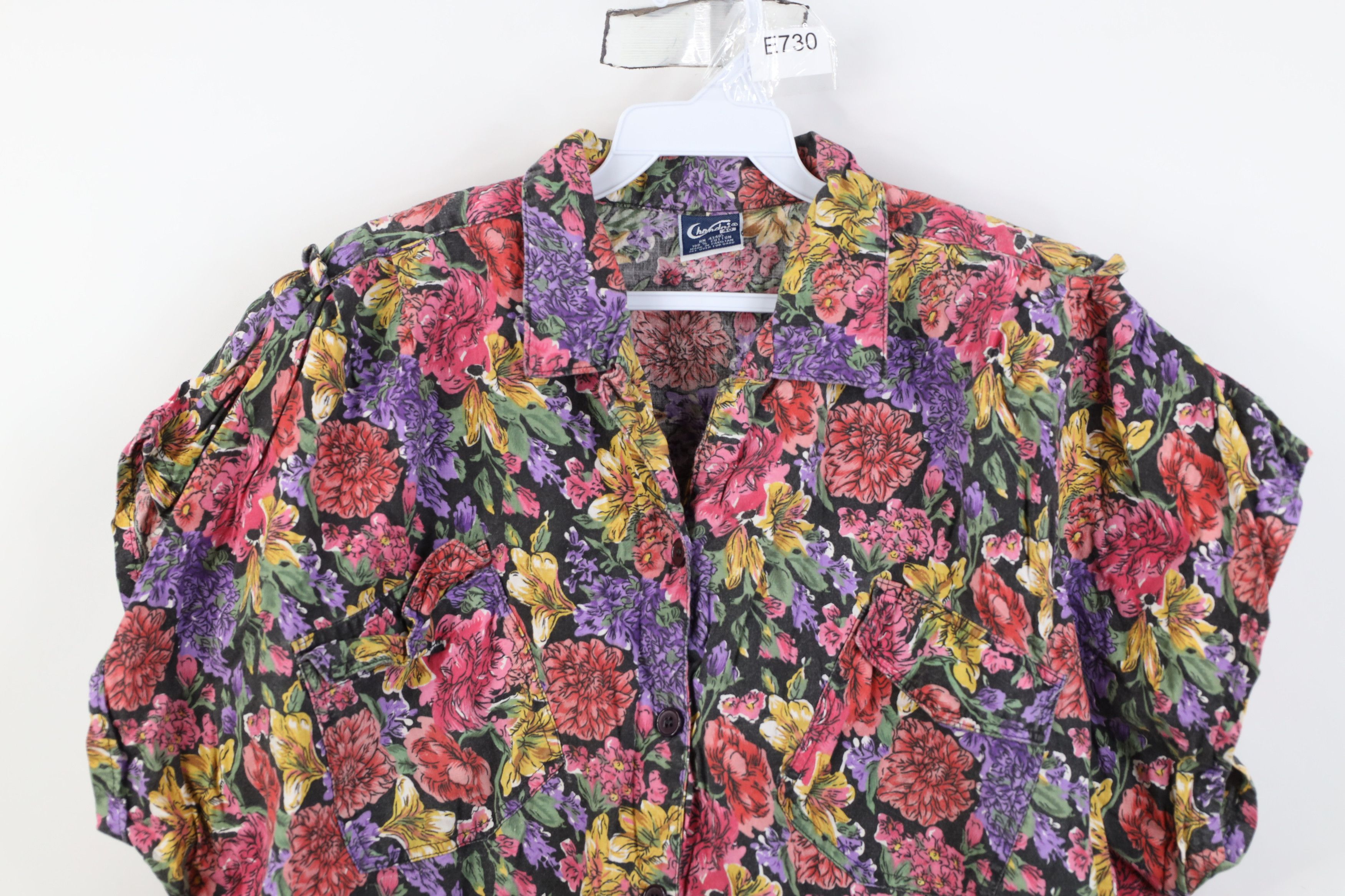 Vintage Vintage 80s 90s Streetwear Flower Dolman Sleeve Button Shirt Size S / US 4 / IT 40 - 2 Thumbnail