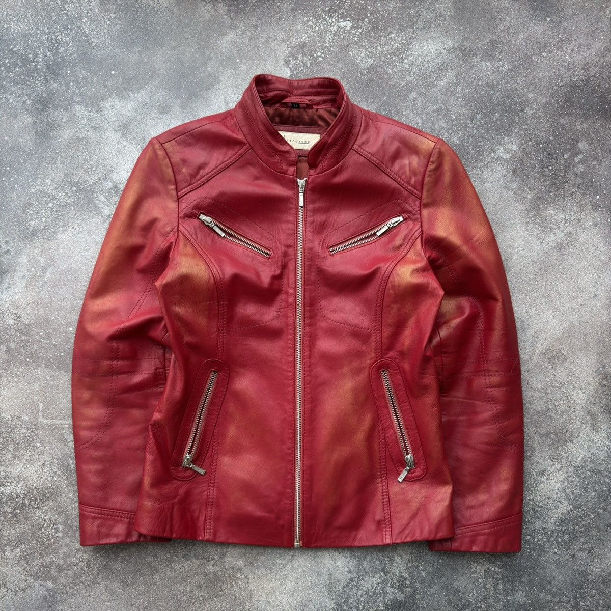 20471120 Vintage Y2K Faded Biker Leather Jacket Size XS / US 0-2 / IT 36-38 - 2 Thumbnail