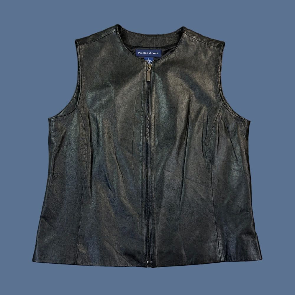 Preston & York VINTAGE Preston & York Vest Women's 12 Black Leather Full Zip Minimalist Casual Size XL / US 12-14 / IT 48-50 - 1 Thumbnail