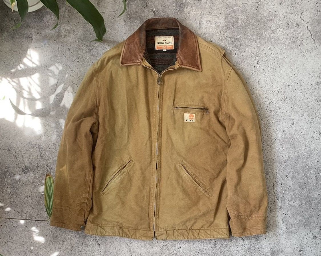 image of Teddy Smith Work Jacket Similar To Carhartt Detroit in Brown, Men's (Size Large)