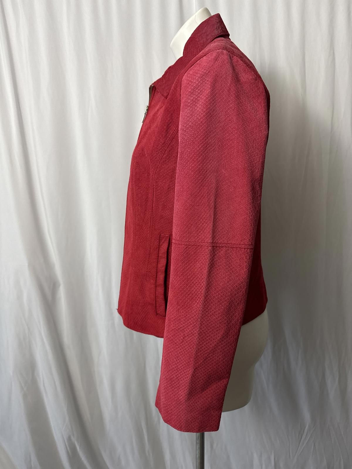 Bernhard Willhelm Bernardo - Red Leather Jacket with Texture - Petite Large Size L / US 10 / IT 46 - 3 Thumbnail