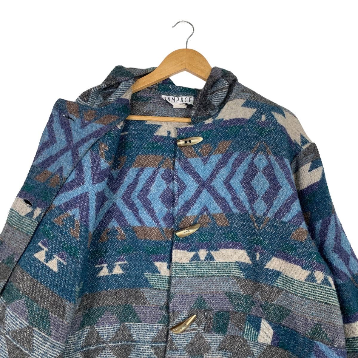 Vintage RAMPAGE Native Navajo Toggle Button Hoodie Jacket #1039-C47 Size US M / EU 48-50 / 2 - 10 Thumbnail