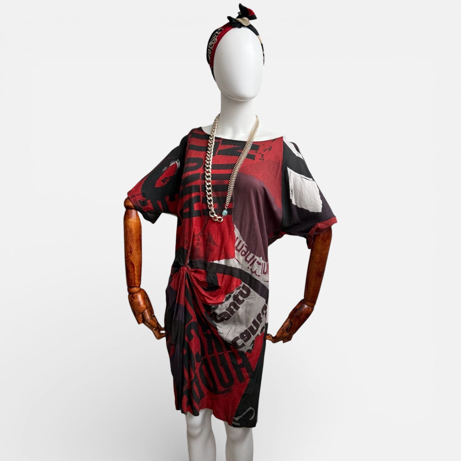 Desigual Desigual Dress Newspaper Print Y2K Size L / US 10 / IT 46 - 4 Thumbnail