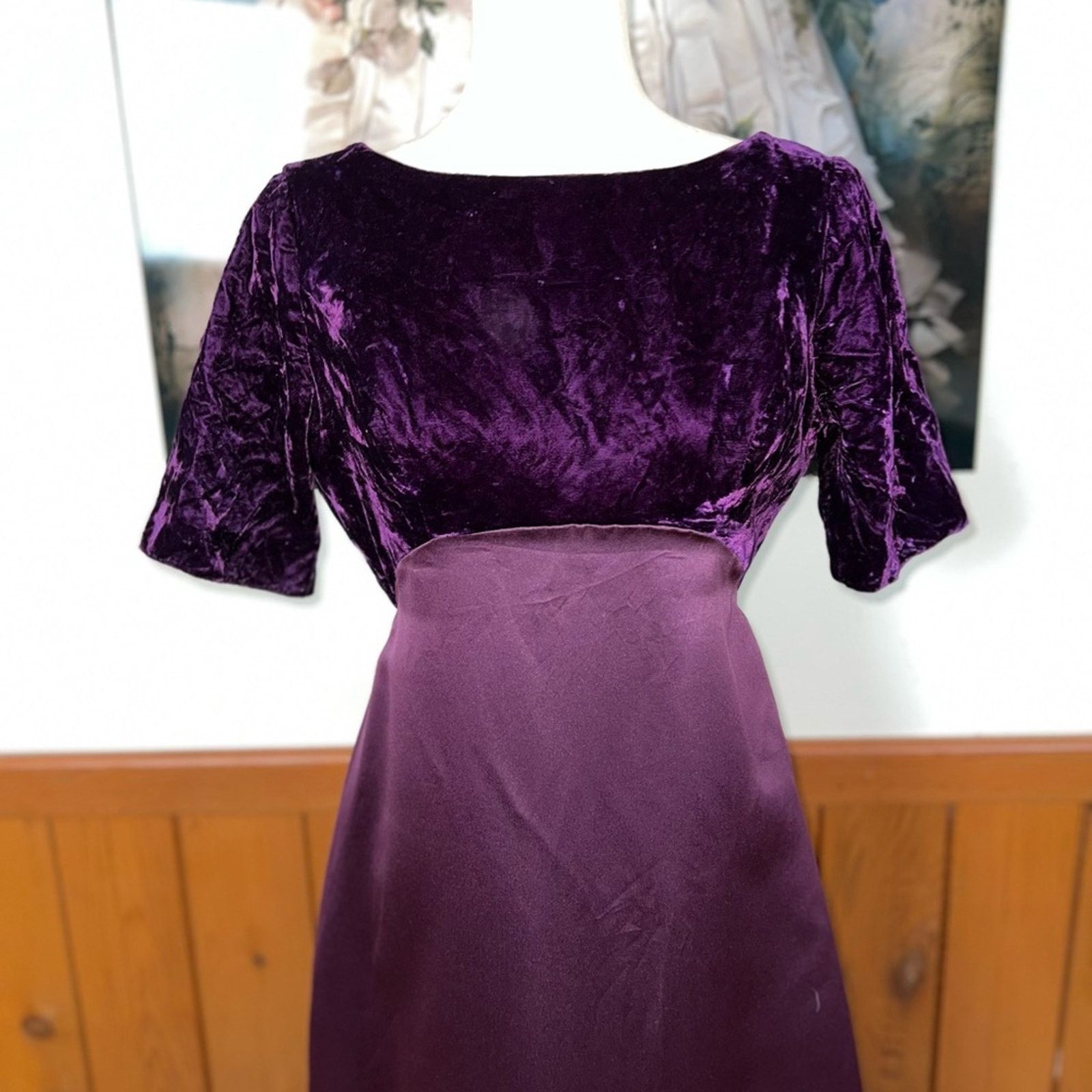 Other *New* Vintage 1970s Alfred Angelo Velvet Empire Waist Gown! Size XL / US 12-14 / IT 48-50 - 3 Thumbnail