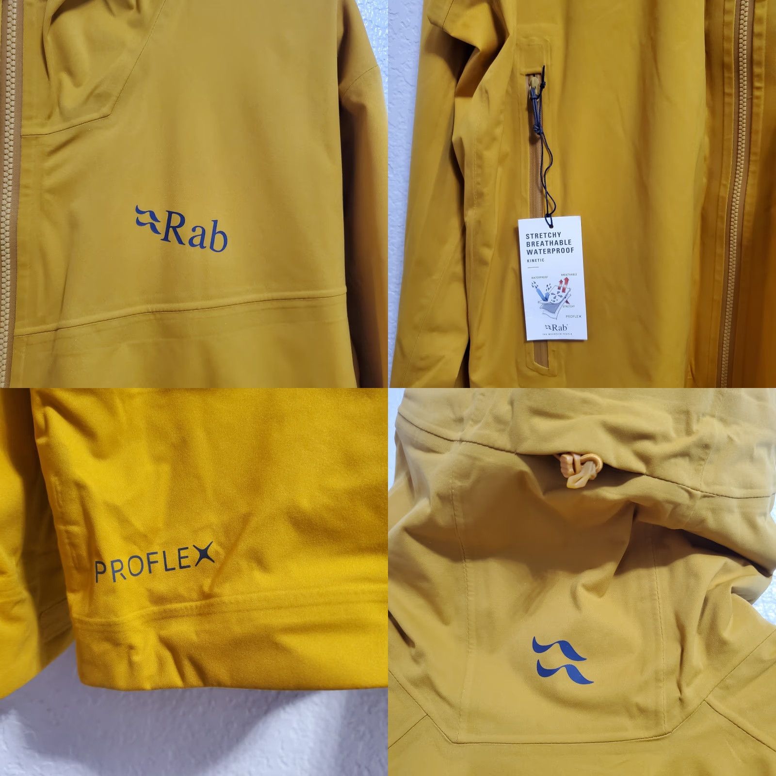 Rab RAB Kinetic 2.0 Jacket Men XL Sahara Proflex Waterproof Full Zip Hooded Stretchy Jacket Size US XL / EU 56 / 4 - 8 Thumbnail