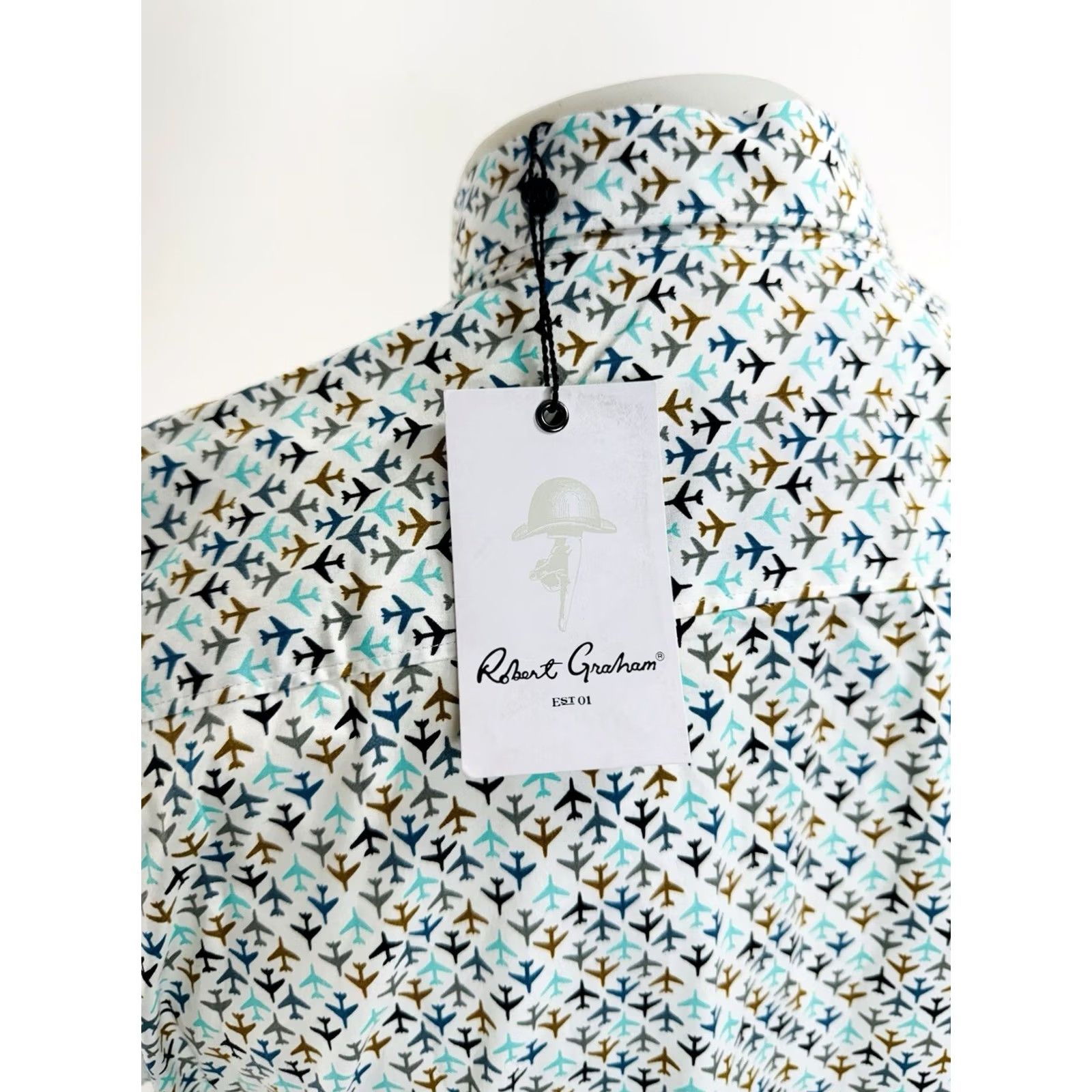 Robert Graham ROBERT GRAHAM - NEW w TAG - JET AIRPLANES ALL OVER Pilot Flight Bomber M Shirt Size US M / EU 48-50 / 2 - 5 Thumbnail
