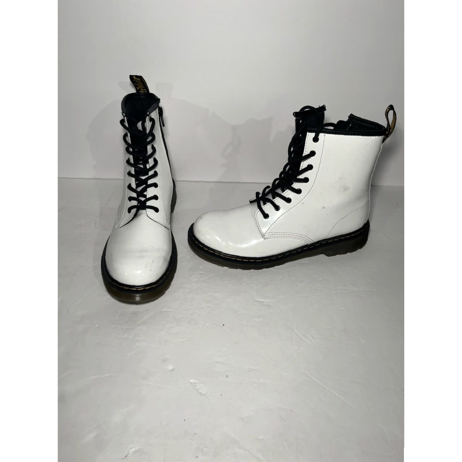 Dr. Martens Dr. Martens Combat Boots 1460Y Lace Up White Leather Mid-Calf US 7 Womens Mens Size 7 Size US 7 / IT 37 - 2 Thumbnail