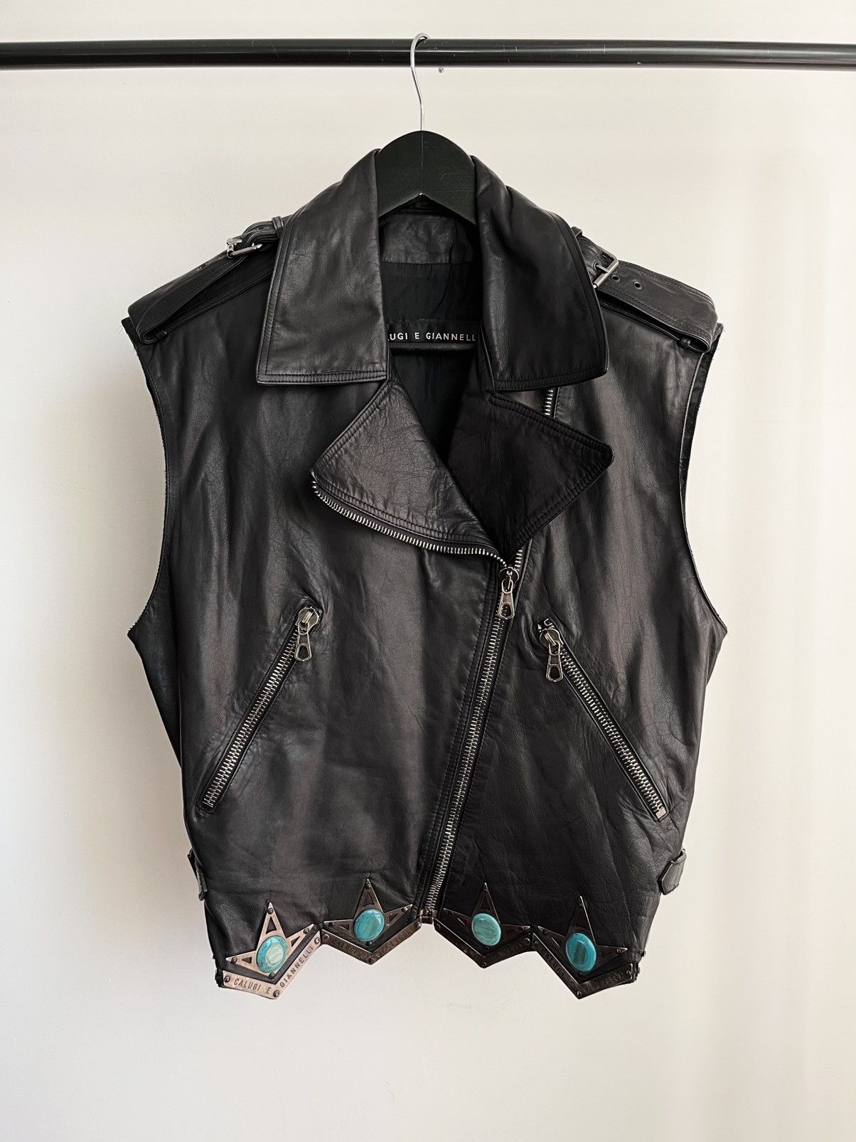 Calugi e Gianelli Calugi e Giannelli 80s steel & turquoise leather biker vest Size US S / EU 44-46 / 1 - 1 Thumbnail