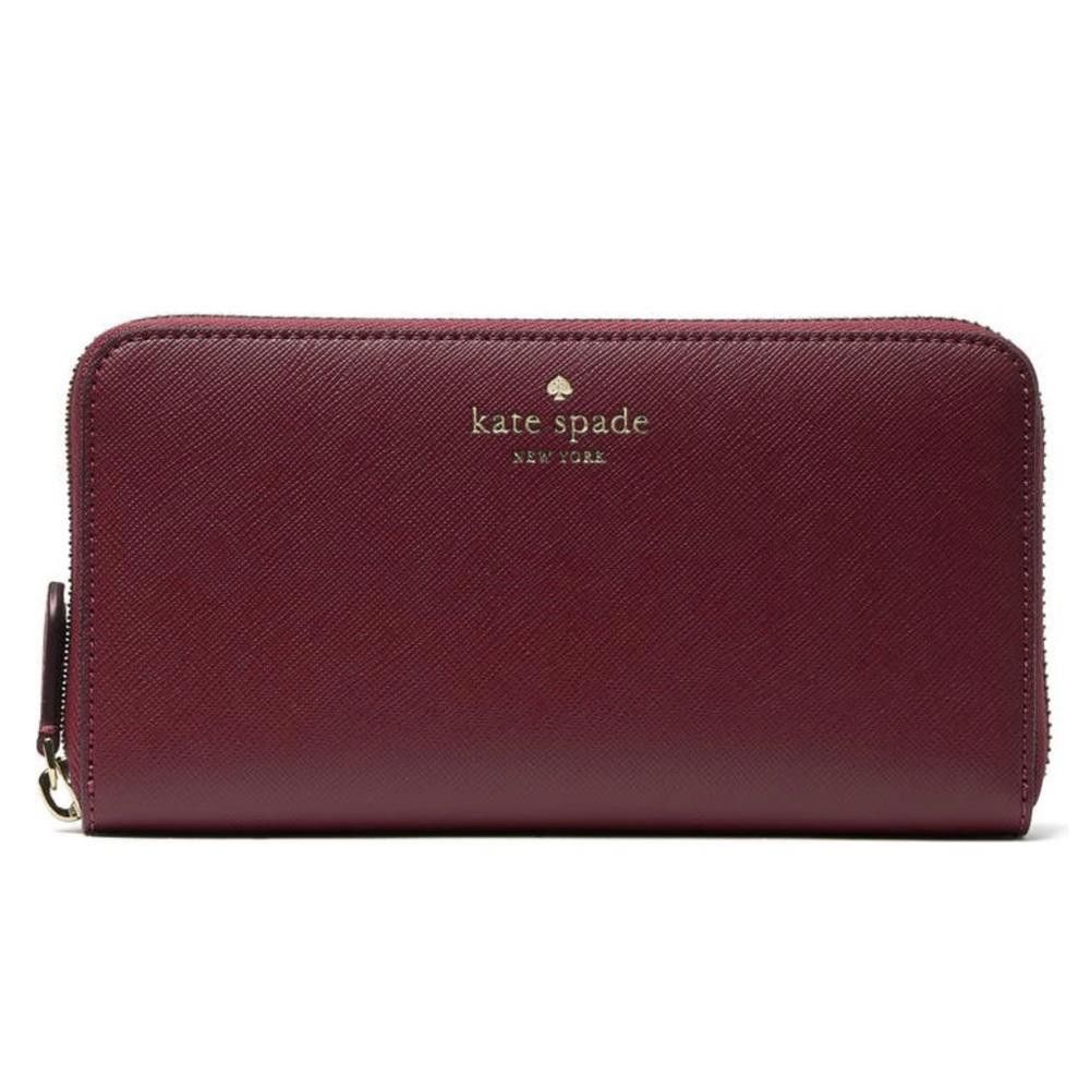 Kate Spade Brynn Continental Zip Wallet Deep Berry Burgundy
