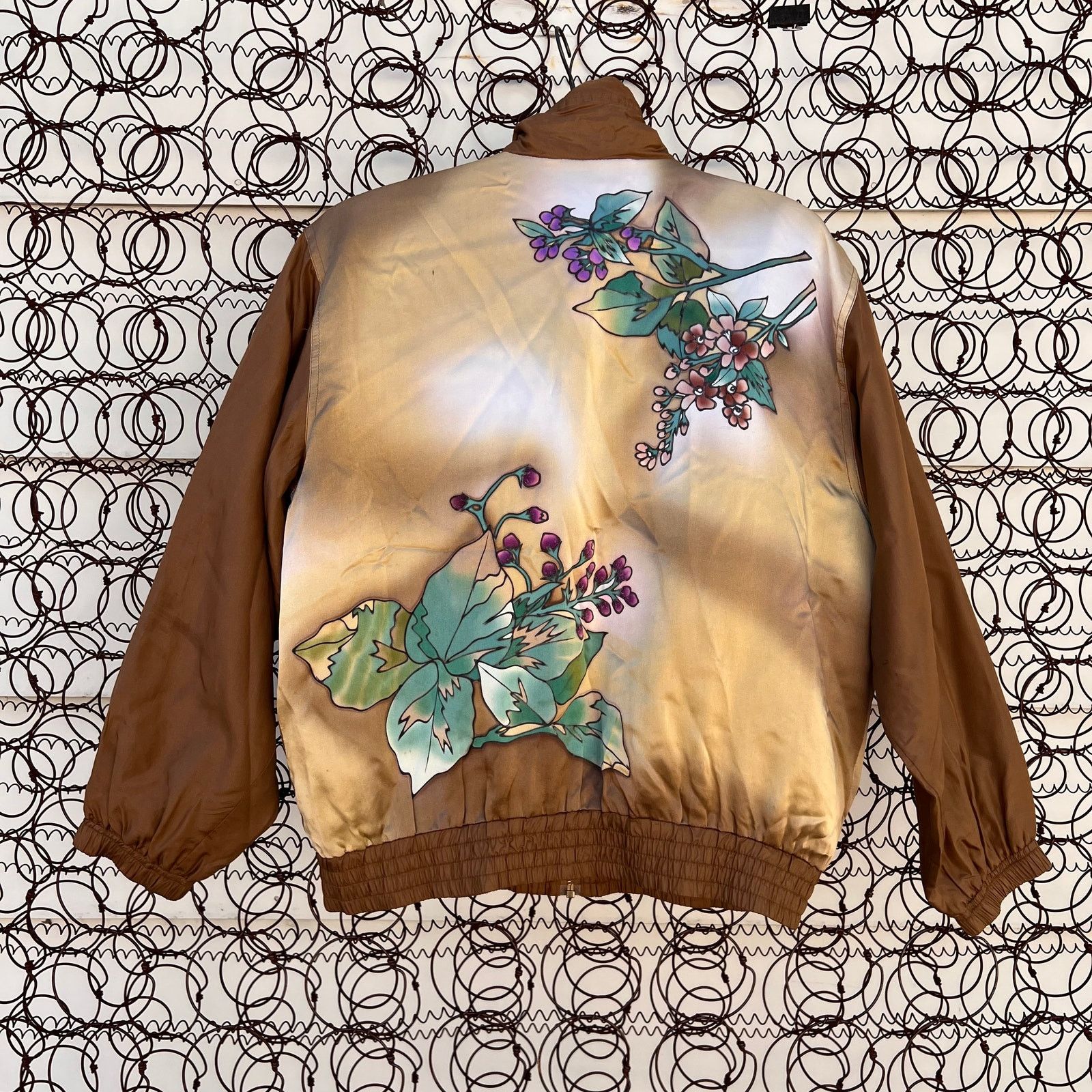 Vintage Vintage Mureli silk gold floral vineyard bomber jacket Size S / US 4 / IT 40 - 2 Thumbnail