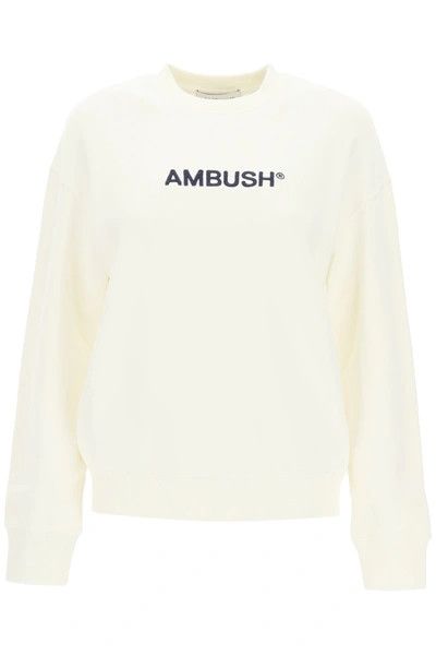 image of Ambush Design O1Mle0424 Regular Fit Crewneck Sweatshirt In White, Women's (Size 2XS)