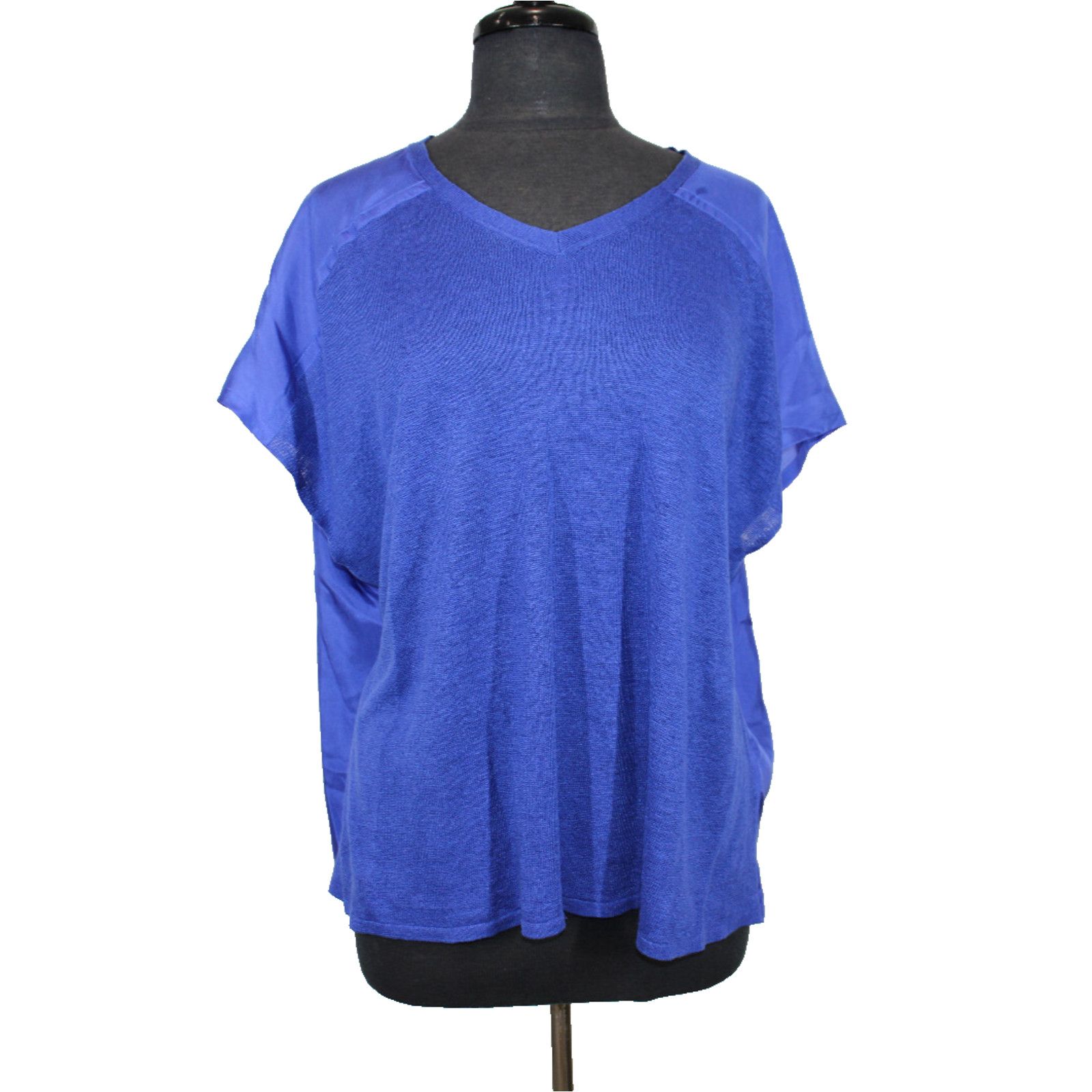 Eileen Fisher NWT EILEEN FISHER Linen Silk V Neck Knit Top Blouse L $198 Size L / US 10 / IT 46 - 1 Thumbnail