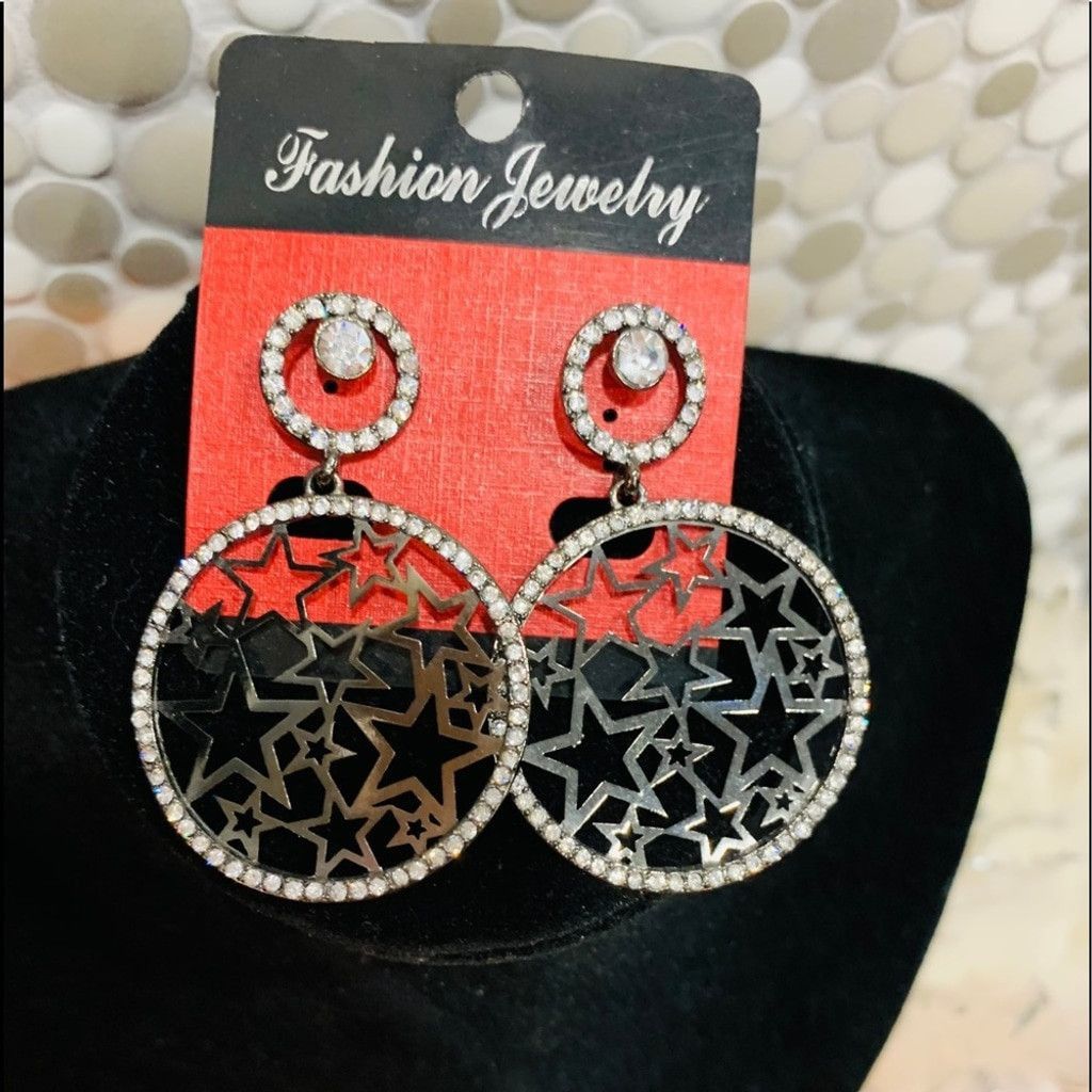 Other Black Silver with CZ BN Earrings Size ONE SIZE - 1 Thumbnail