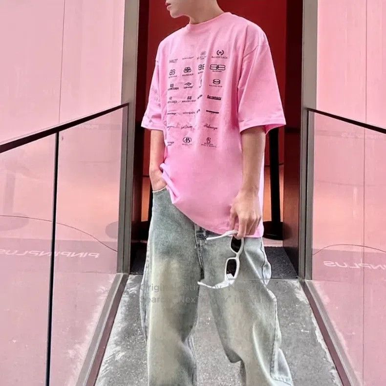 Balenciaga Balenciaga All Logo Printed Short Sleeve Size US M / EU 48-50 / 2 - 5 Thumbnail