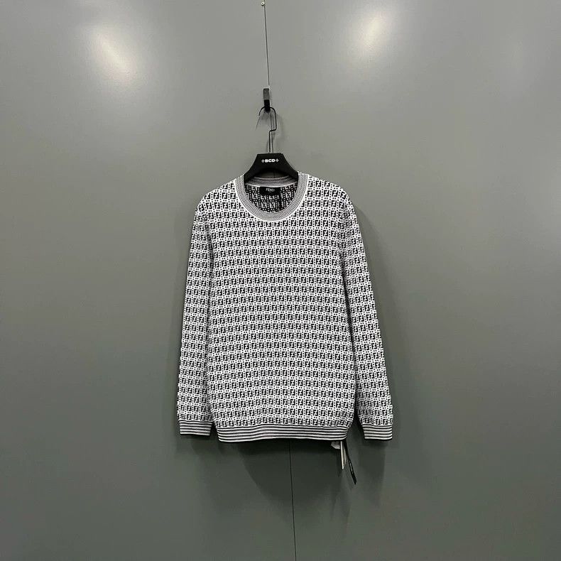 FENDI FF Logo Round Neck Knit Sweater - dmc