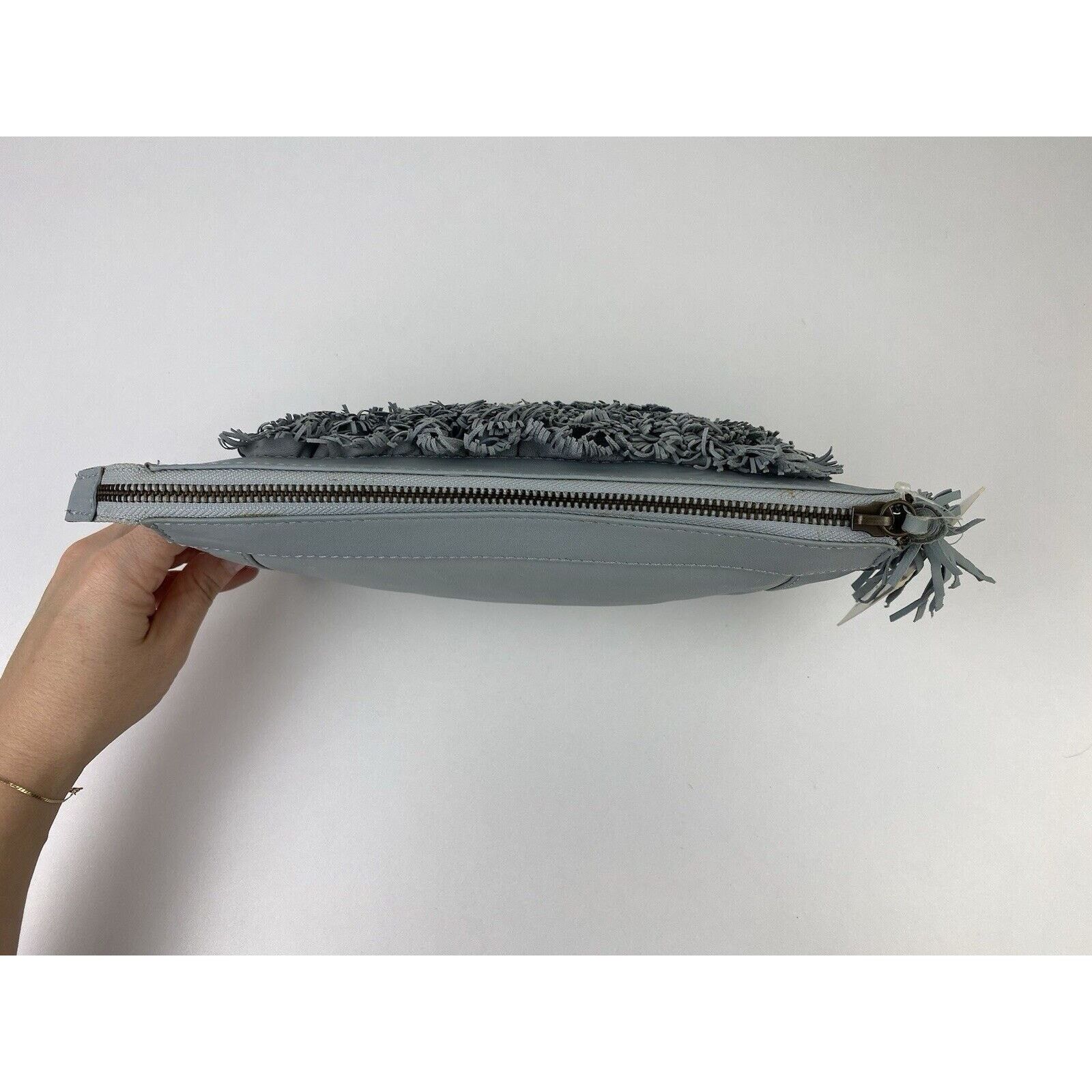 Anthropologie NWT Anthropologie Holding Horses Gray Leather Clutch Zip Size ONE SIZE - 6 Thumbnail