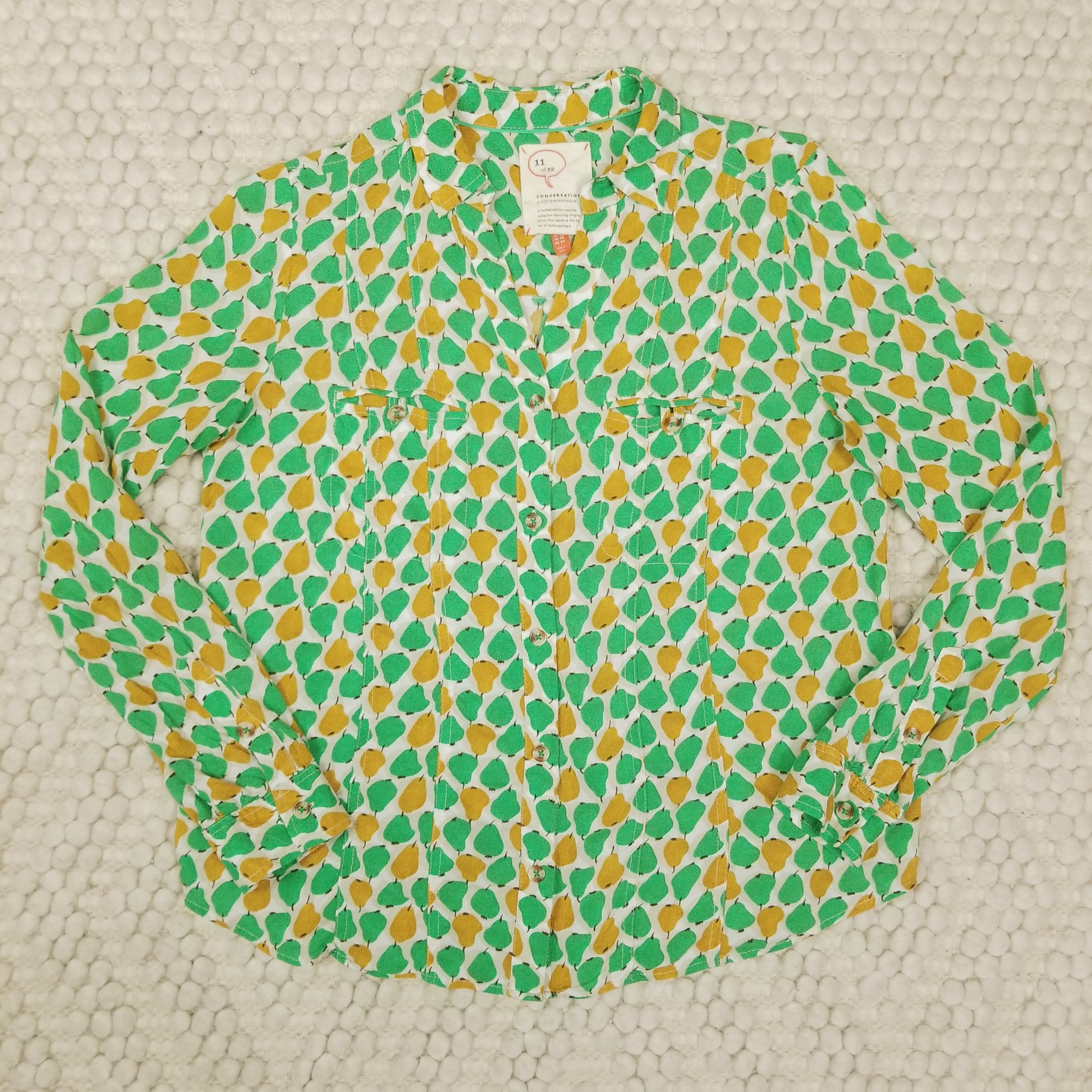 Anthropologie 52 Conversations by Anthropologie Bosc Lady Pears Shirt Size XS / US 0-2 / IT 36-38 - 6 Thumbnail