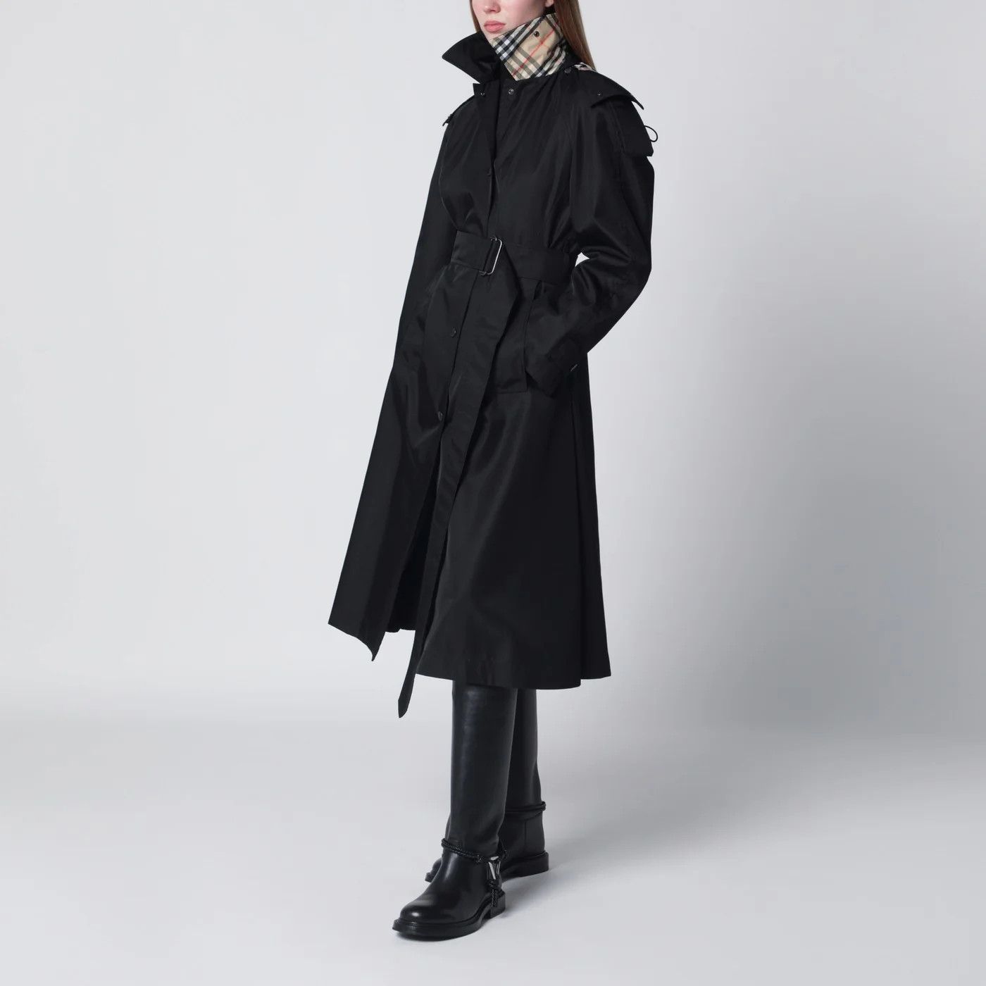 Burberry o1d2blof0426 Long Nylon Coat in Black Size S / US 4 / IT 40 - 2 Thumbnail