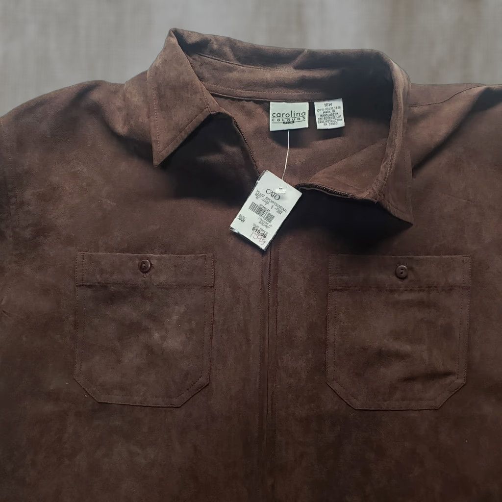 Vintage NEW Carolina Colours Solid Brown Long Sleeve Collar Zip Up Jacket Size 16W NEW Size XXL / US 16-18 / IT 52-54 - 1 Thumbnail