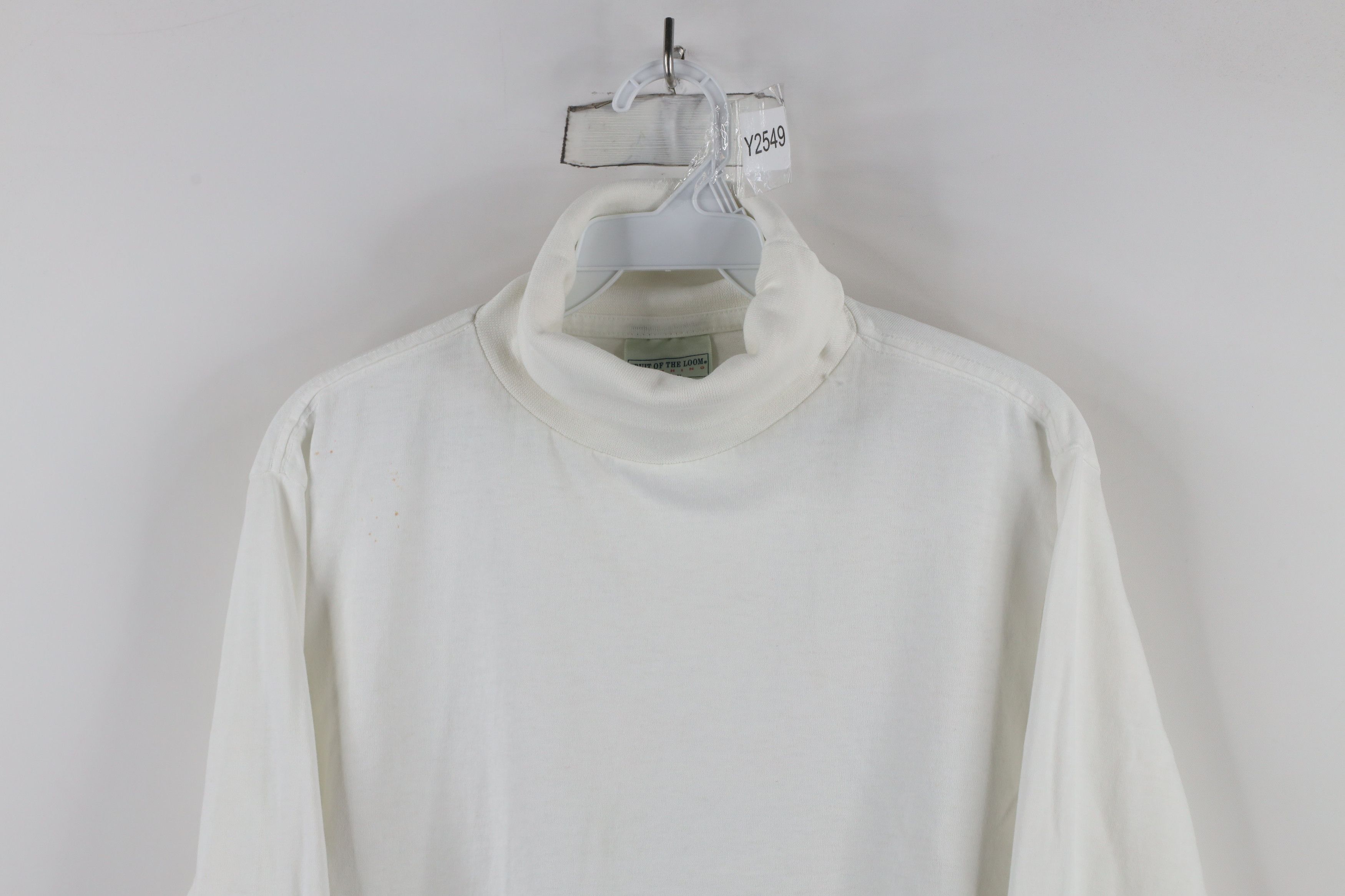 Vintage Vintage 90s Streetwear Blank Turtleneck T-Shirt White USA Size L / US 10 / IT 46 - 2 Thumbnail