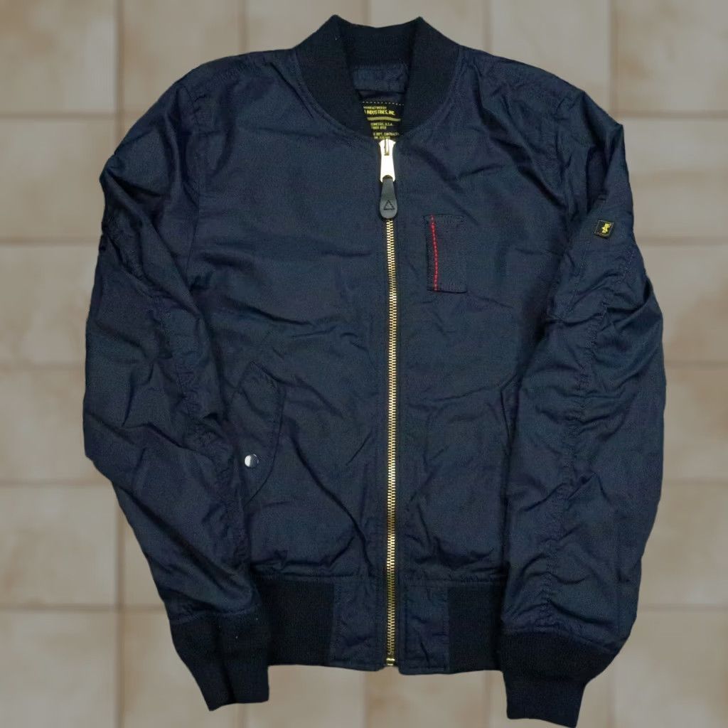 Alpha Industries Alpha Industries Jacket Mens XS Blue Bomber Full Zip Pockets Nylon Regular Vintage: No Size US XS / EU 42 / 0 - 1 Thumbnail