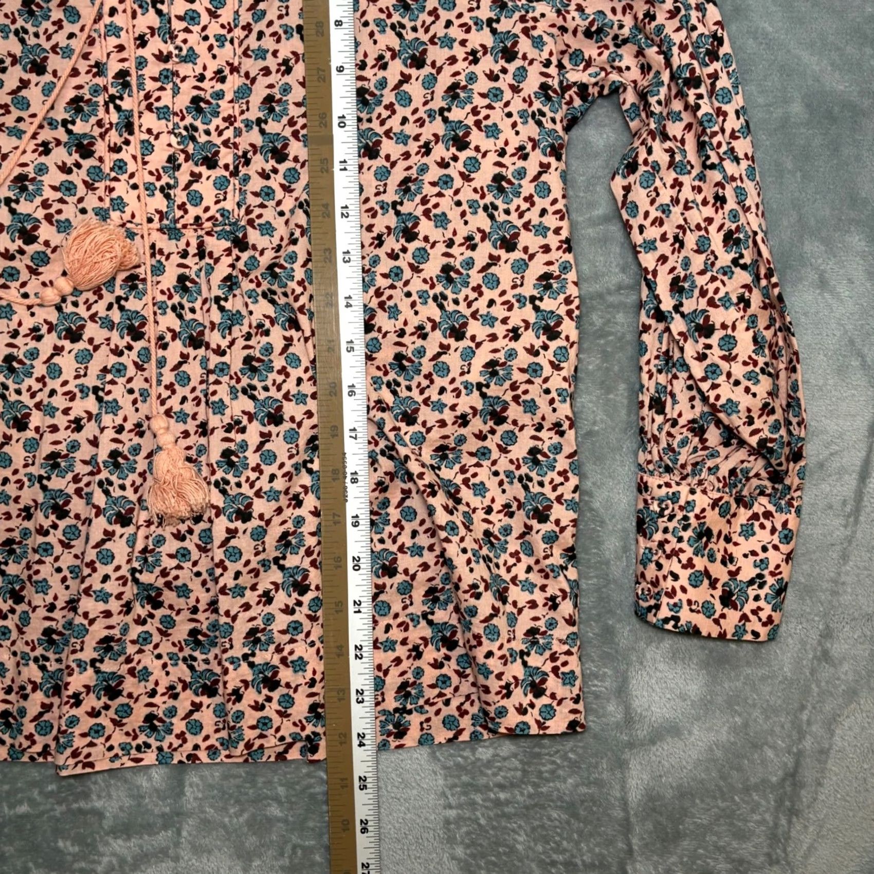 Joie Joie Dracha Floral Tassel Tie V-Neck Blouse Womens S Pink Floral Print Tunic Size S / US 4 / IT 40 - 7 Thumbnail
