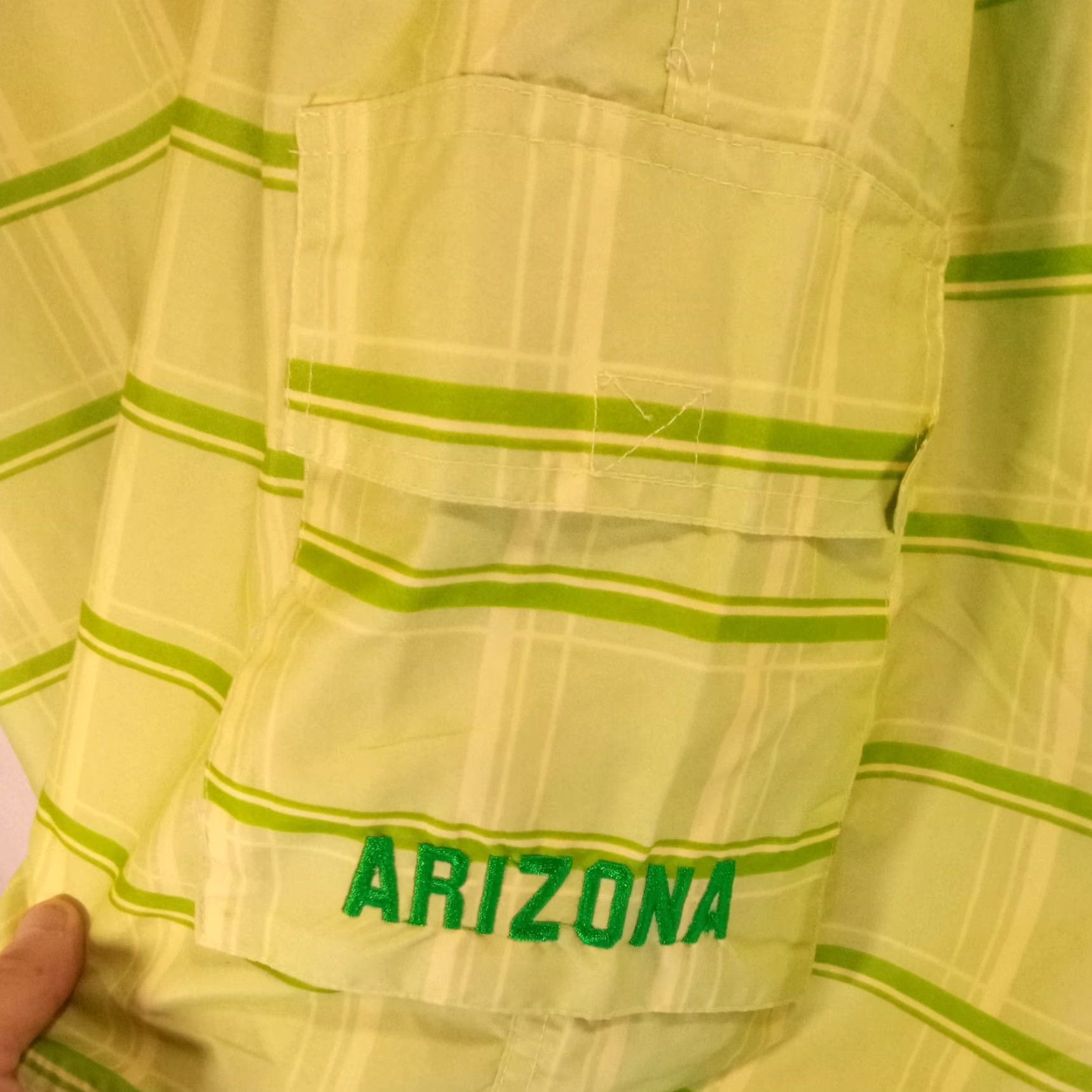 Vintage VINTAGE American crown Swim Shorts XL 36"-38" Arizona Embroidered POCKET Striped Green Men Regular Bottom Pockets Size US 36 / EU 52 - 4 Thumbnail