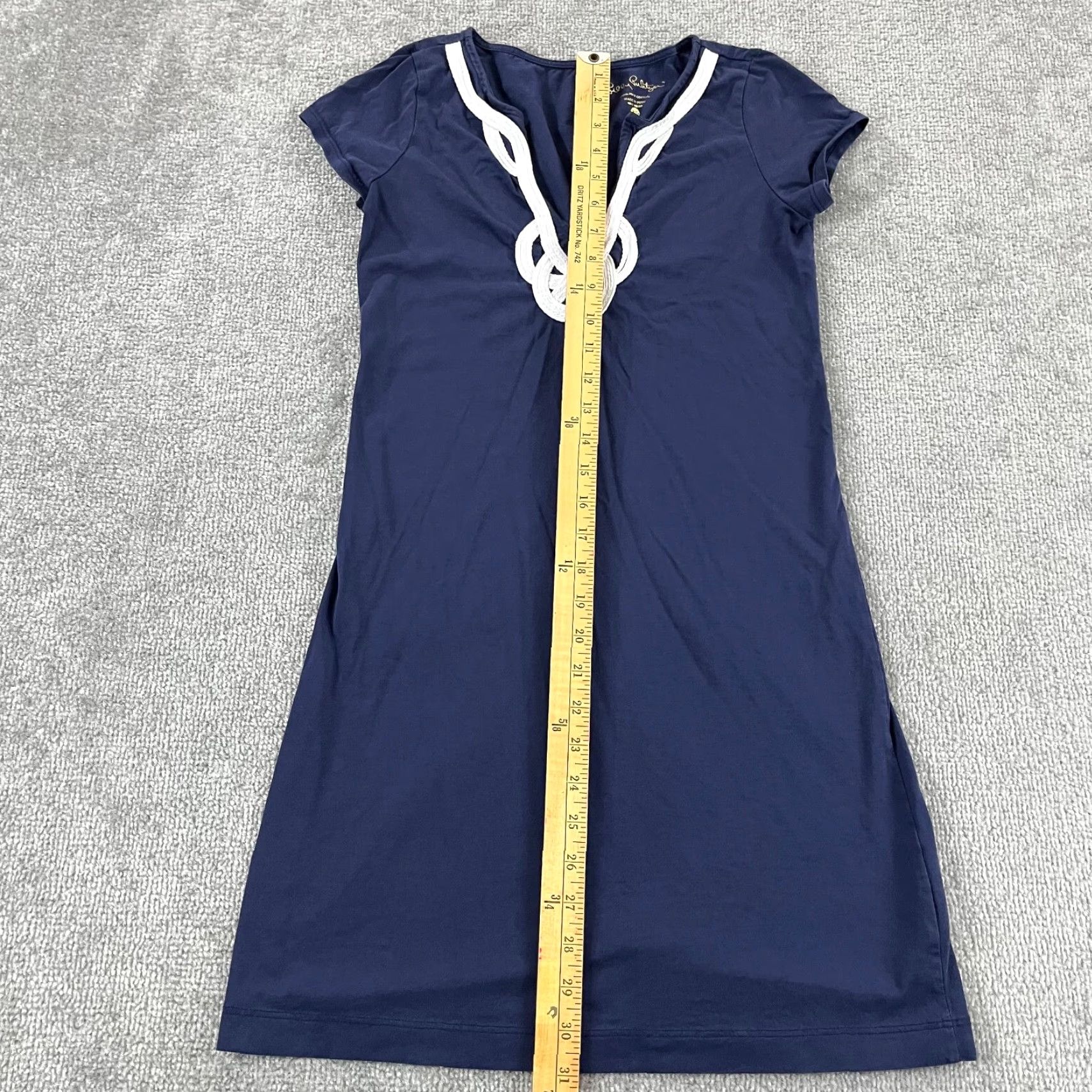 Lilly Pulitzer Lilly Pulitzer Dress Womens XS Brewster Navy Blue White Short Sleeve Mini 11529 Size 26" / US 2 / IT 38 - 4 Thumbnail