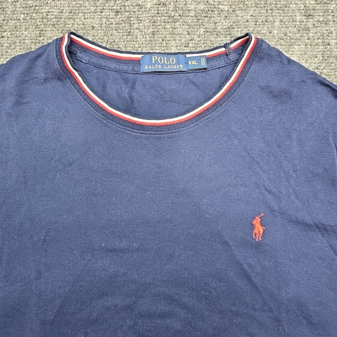 Polo Ralph Lauren Polo Ralph Lauren T-Shirt Men 2XL Blue Crew Neck Short Sleeve Red White Contrast Striped Trim Collar Shirt Mens Size US XXL / EU 58 / 5 - 2 Thumbnail