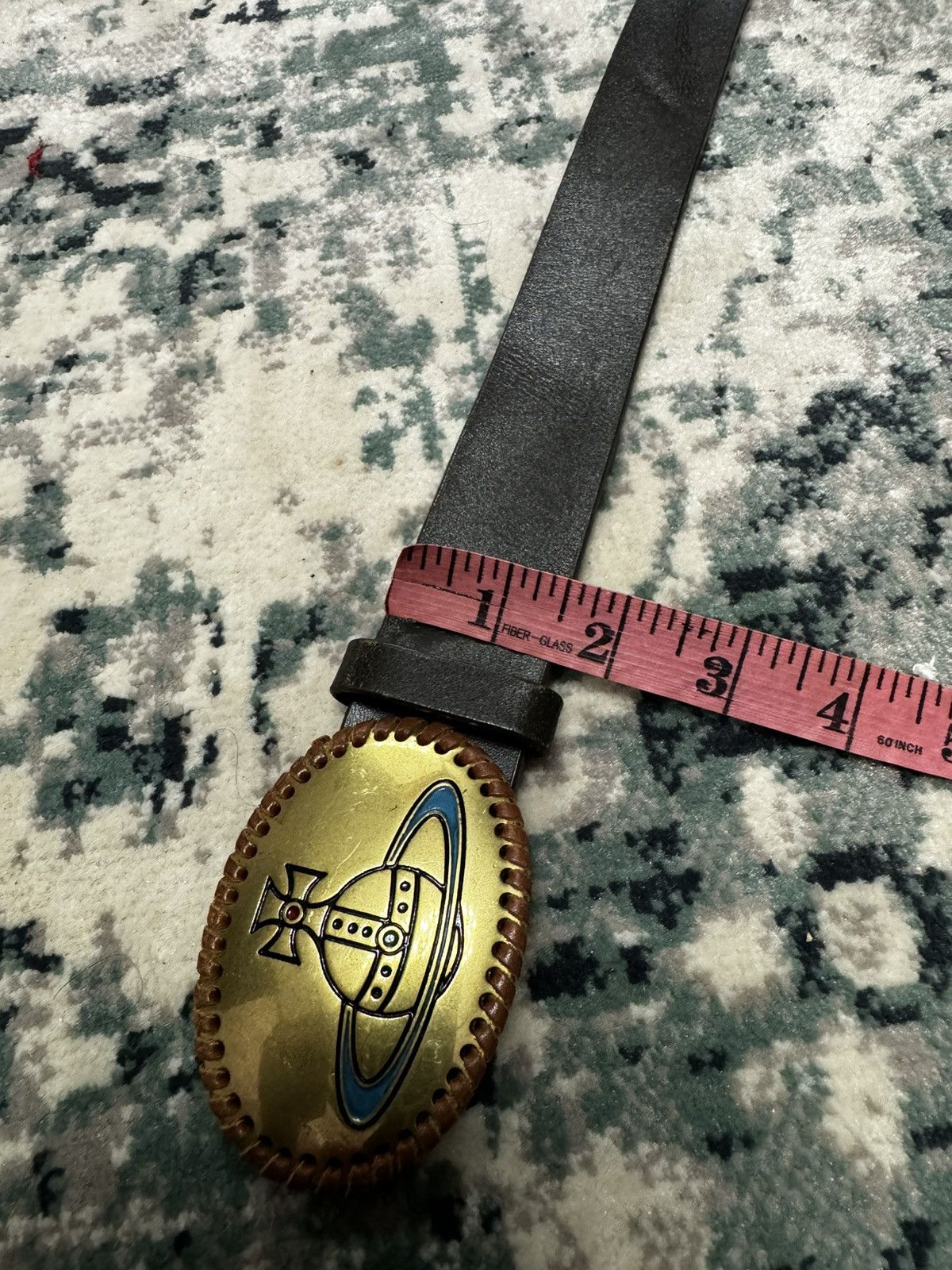 Vivienne Westwood VIVIENNE WESTWOOD METAL BUCKLE ENGRAVED ORB BELT Size 32 - 3 Thumbnail
