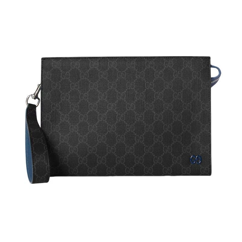 Gucci GUCCI Black/Blue GG Canvas Small Pouch New & Authentic Size ONE SIZE - 1 Thumbnail