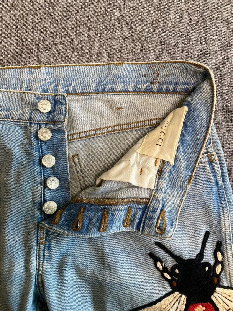 Gucci Gucci Bee Embroidered Denim Pants Size 32-2505 Size US 32 / EU 48 - 3 Thumbnail