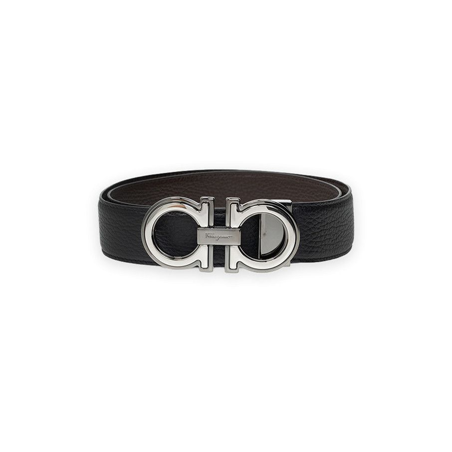 Salvatore Ferragamo FERRAGAMO Black Double Adjustable Reversible Monogram Belt N Size ONE SIZE - 1 Thumbnail