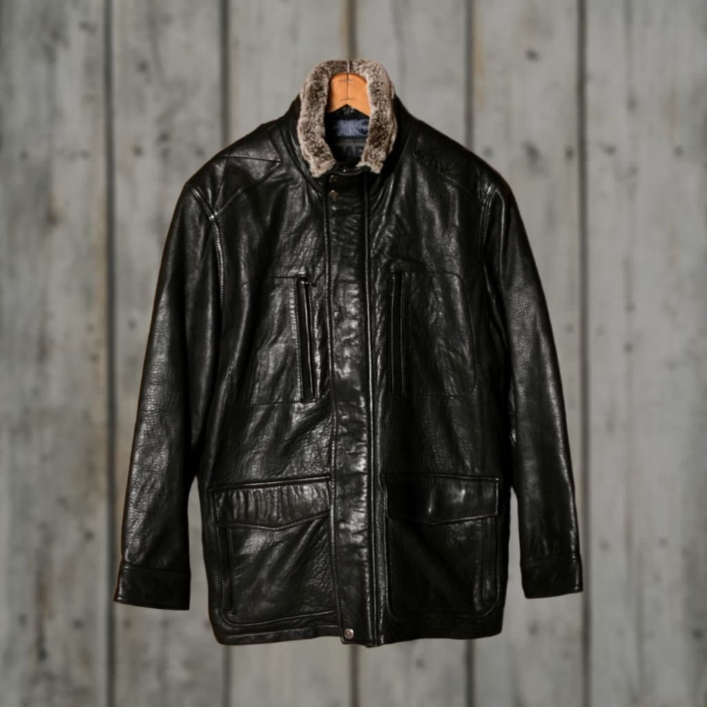 Andrew Marc ANDREW MARC Leather Jacket Mens S Black Insulated Lined Removable Shearling Collar Biker Zip Snap Winter Fall Size US S / EU 44-46 / 1 - 1 Thumbnail