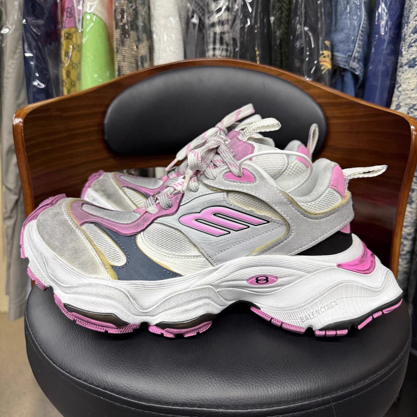 Balenciaga Balenciaga Cargo Worn-out Grey/Pink Sneakers K15 Size US 9 / IT 39 - 6 Thumbnail