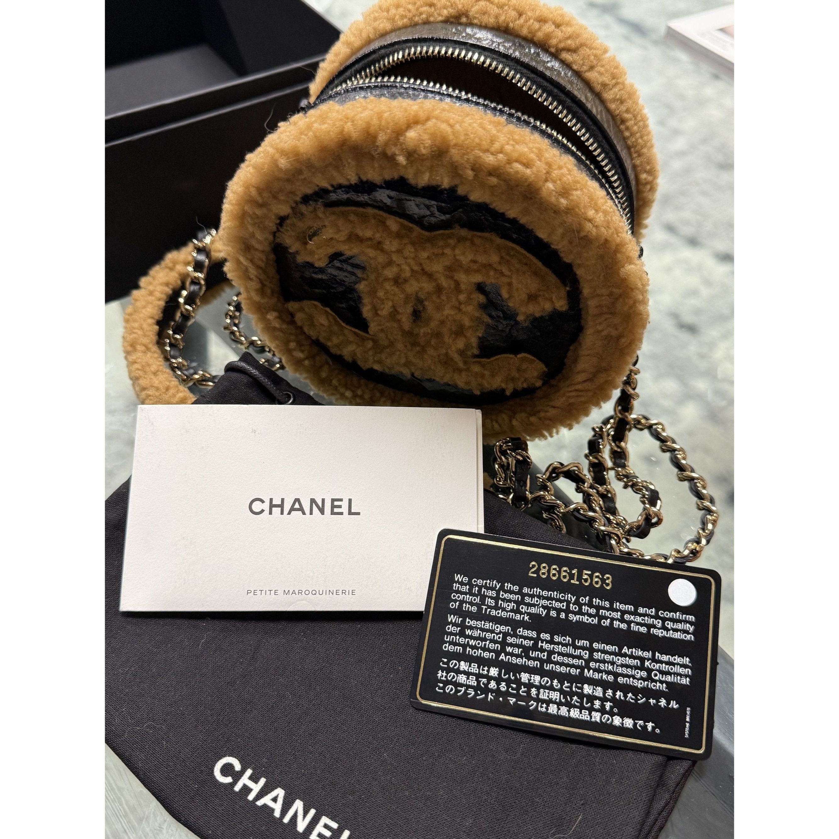 Chanel Chanel Round Shearling Crossbody Bag With Chain Strap In Bei Size ONE SIZE - 3 Thumbnail