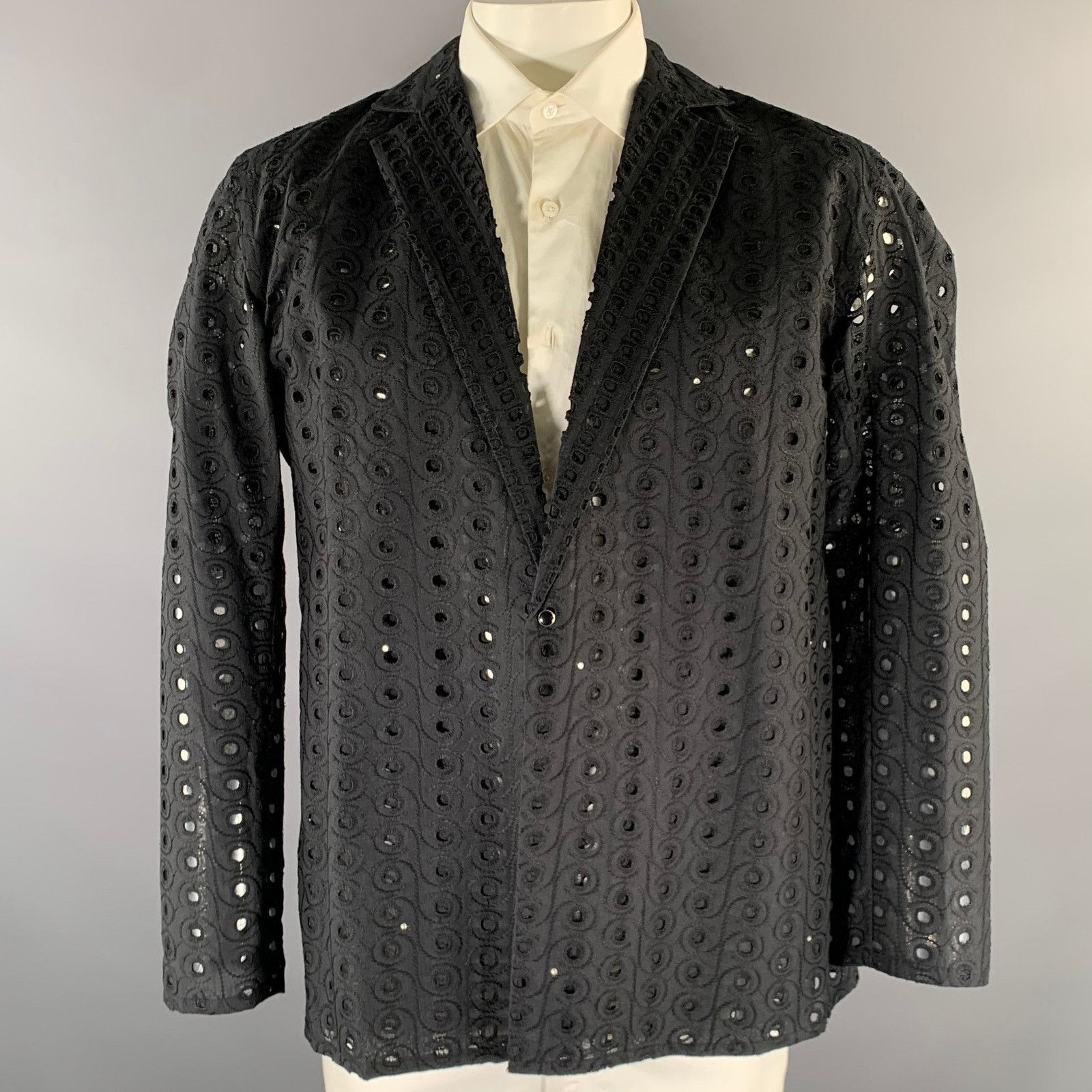 Other TOKYO JAMES Size L Black Holey Notch Lapel Sport Coat Size 46R - 1 Thumbnail