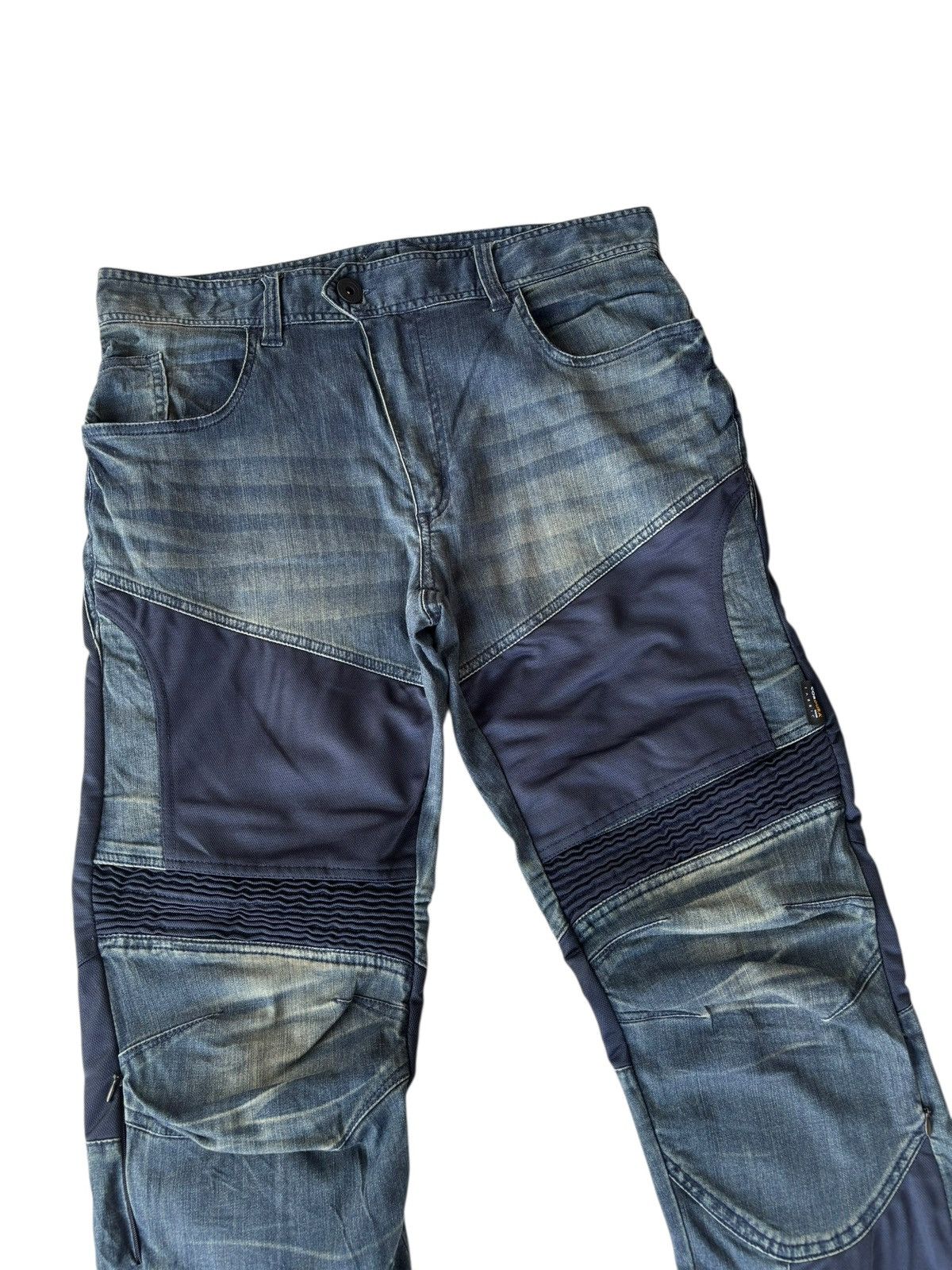 Issey Miyake 💥Vintage Moto Biker Jeans Reinforced Knee Panels Size US 32 / EU 48 - 5 Thumbnail