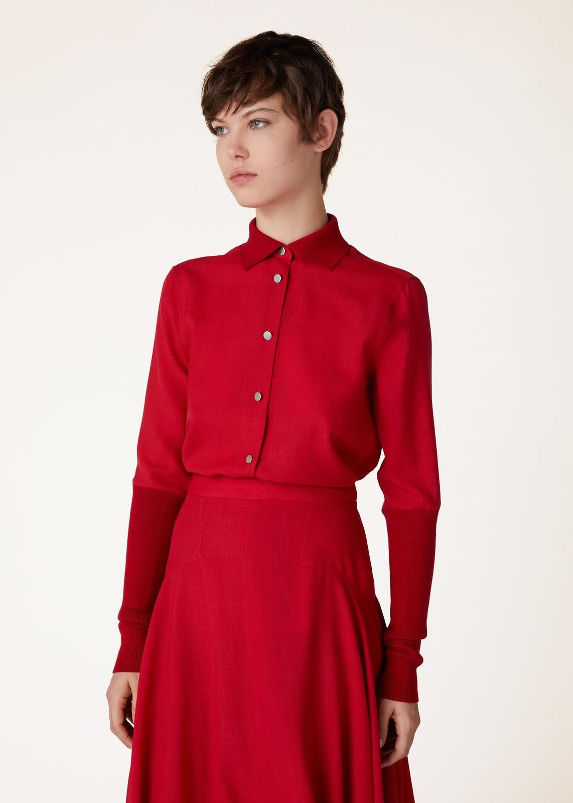 Loro Piana o1srvl11e0125 FAN6978 Leela Breeze Wool Shirt in Red Size XS / US 0-2 / IT 36-38 - 5 Thumbnail