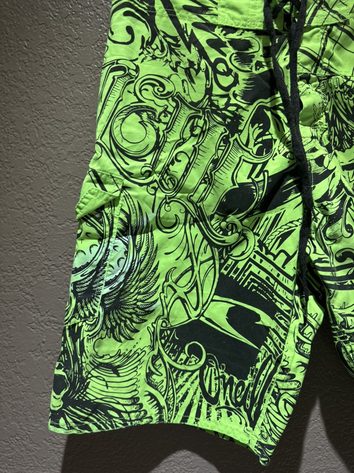 O'Neill Vintage Neon Green/Black AOP O’Neill Shorts 30 Surf Shorts Size US 30 / EU 46 - 2 Thumbnail