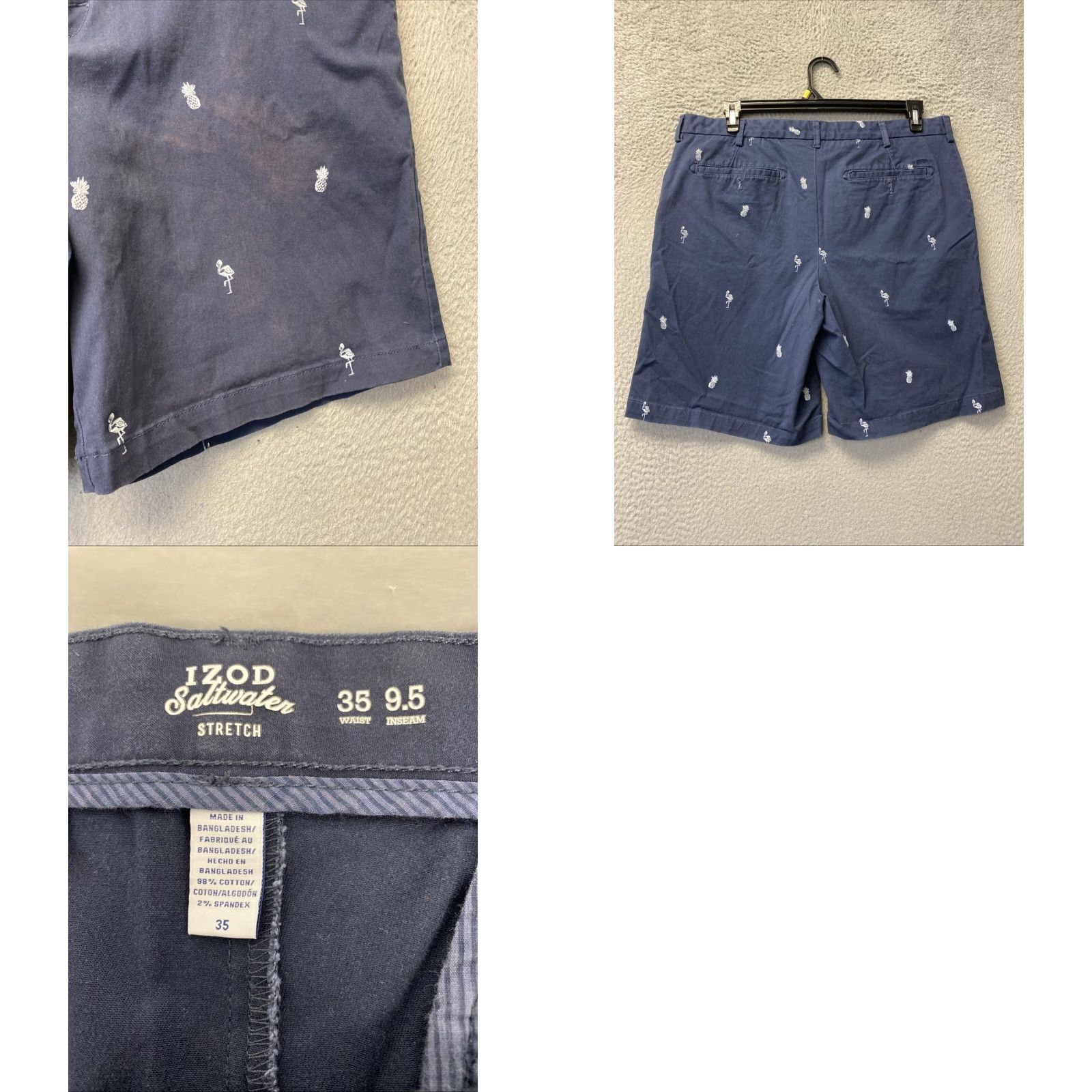 Izod IZOD Golf Shorts 35 Navy Chino 9.5 Inseam 5-Pocket Regular Mens Size US 35 - 8 Thumbnail