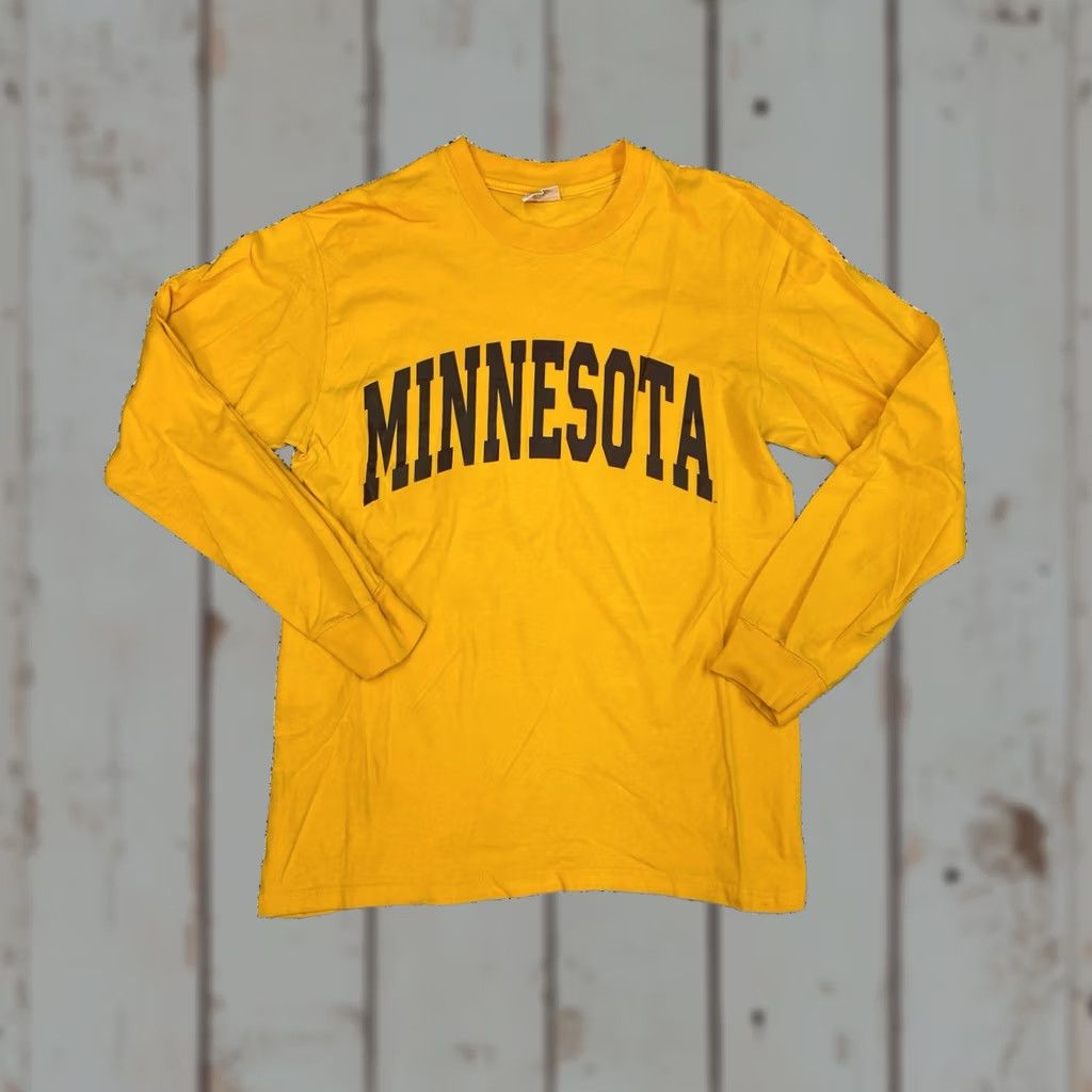 Vintage VINTAGE University of Minnesota Golden Gophers Long Sleeve T-Shirt M Yellow 90s Mens Size US M / EU 48-50 / 2 - 1 Thumbnail