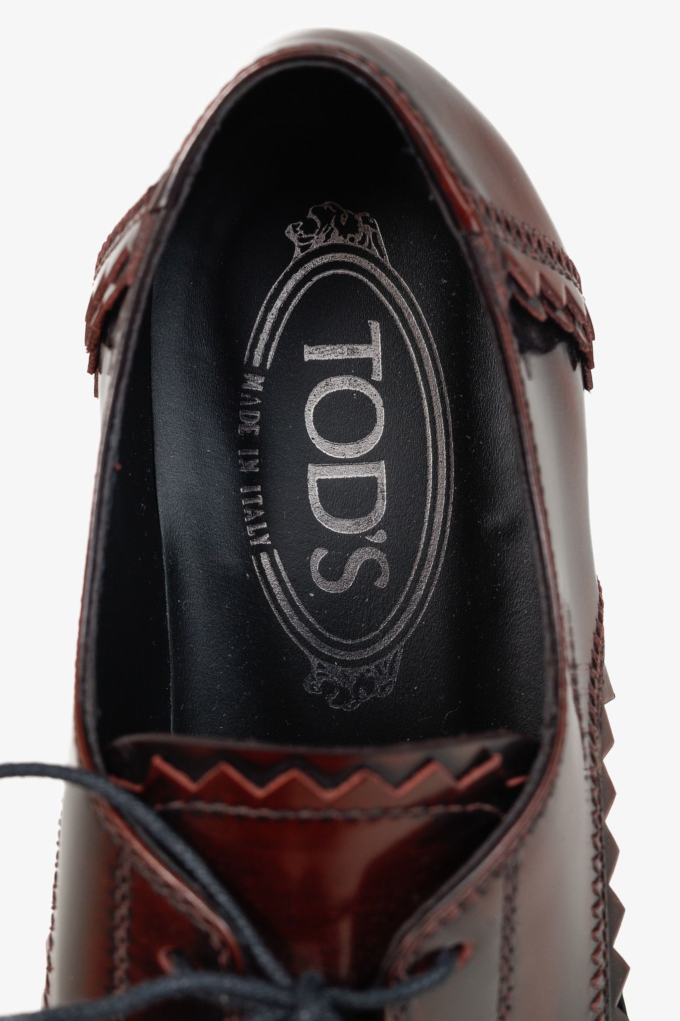 Tod's Tod’s Bordeaux Gomma Frangia Leather Derby Shoes Size US 6 / IT 36 - 9 Thumbnail